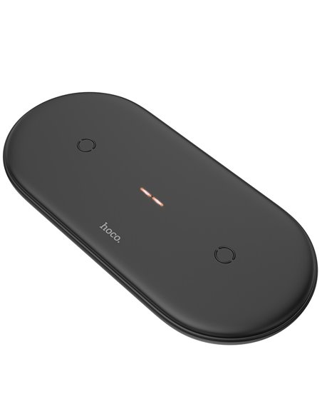 Беспроводное зарядное устройство HOCO “CW23 Dual power” / Wireless output 1/2: 5W / 7.5W / 10W / Ultra slim design / Black