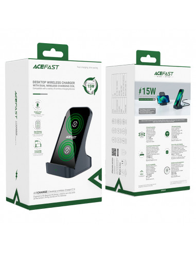 Беспроводная зарядка ACEFAST E14 Desktop / Wireless output 1: 5W / 7.5W / 10W / 15W / Black