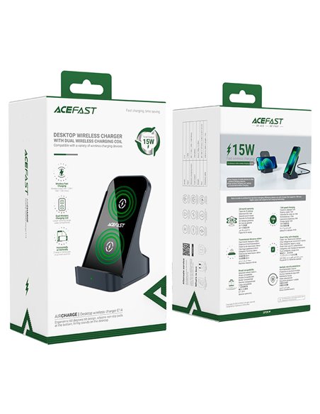 Incarcator fara fir ACEFAST E14 Desktop / Wireless output 1: 5W / 7.5W / 10W / 15W / Black