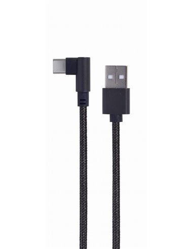 Cable USB2.0/Type-C - Cablexpert CC-USB2-AMCML-0.2M, 90° angled USB Type-C charging and data cable 0.2 m, black