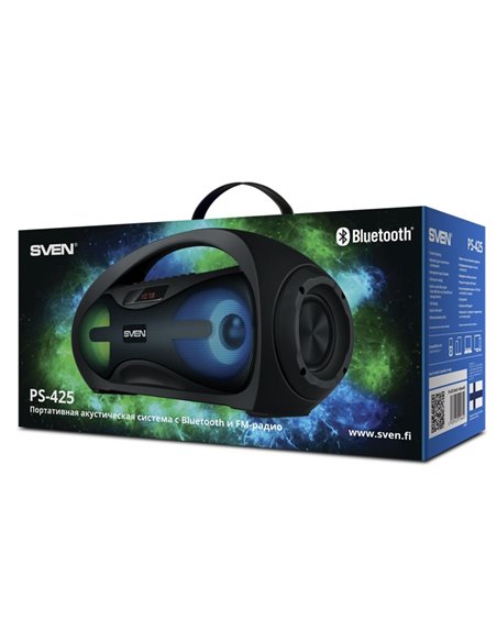Портативная Колонка SVEN PS-425 Black / 12W / Bluetooth / FM tuner / USB / microSD