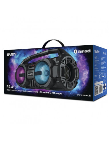 Портативная Колонка SVEN PS-415 Black / 12W / Bluetooth / FM tuner / USB / microSD