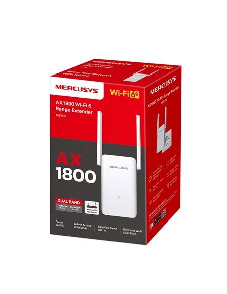 Усилители сигнала MERCUSYS ME70X / AC1800 Dual Band / Wi-Fi6 / 1 Lan Port / 2 external antennas