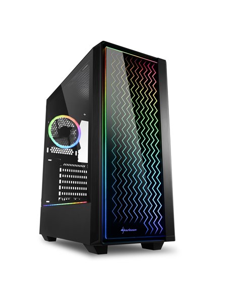 Carcasa Sharkoon RGB LIT 200 / no PSU / Side panel / 1x120mm, 1x120mm A-RGB LED, 2xARGB LED Strip / ATX / Black