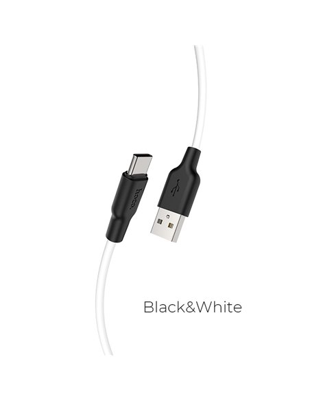 Cablu USB la USB-C HOCO X21 Plus / 2m / Silicone / up to 2A / Black/White