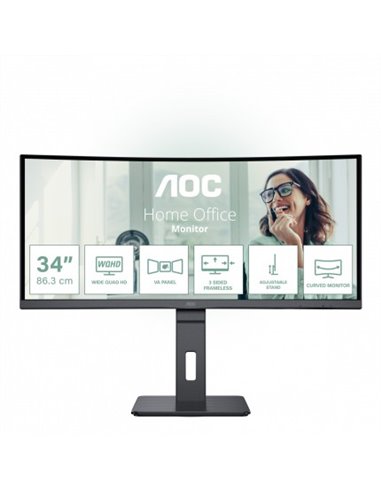 34.0” Игровой Монитор AOC CU34P3CV/ Curved/ 1ms/ 21:9/ 100Hz/ Black