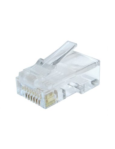 RJ45 Modular Plug LC-8P8C-002/100, Modular plug 8P8C for solid CAT6 LAN cable, 30u” gold plated, 100 pcs/bag