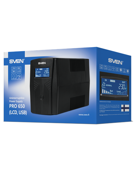 Sursă de alimentare neîntreruptibilă SVEN Pro 50 LCD, Linear-interactiv, 650VA, Turn