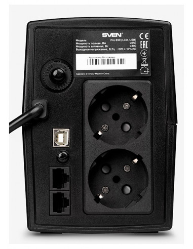 Sursă de alimentare neîntreruptibilă SVEN Pro 50 LCD, Linear-interactiv, 650VA, Turn