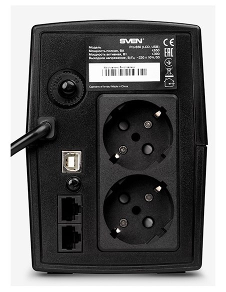 Sursă de alimentare neîntreruptibilă SVEN Pro 50 LCD, Linear-interactiv, 650VA, Turn
