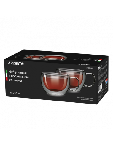 Набор стаканов Ardesto 300 мл 2 шт, Прозрачный
