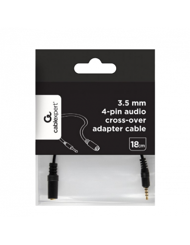 Audio Adaptor Cablexpert CCA-419, 3.5mm 4-pin (M) - 3.5mm 4-pin (F), 0,18m, Negru