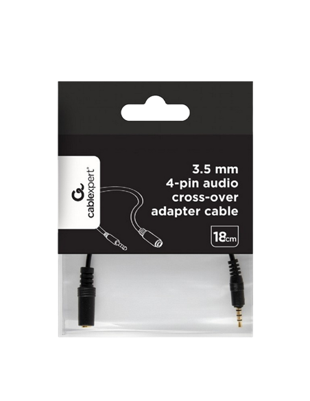 Audio Adaptor Cablexpert CCA-419, 3.5mm 4-pin (M) - 3.5mm 4-pin (F), 0,18m, Negru