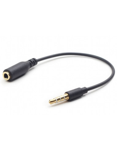 Аудио адаптер Cablexpert CCA-419, 3.5mm 4-pin (M) - 3.5mm 4-pin (F), 0,18м, Чёрный