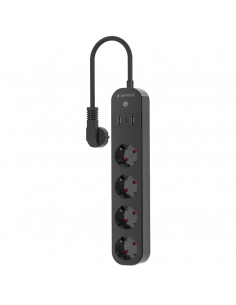 Prelungitor electric Gembird TSL-PS-S4U-01, 4 Prize, 1.5m, Negru