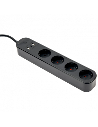 Prelungitor electric Gembird TSL-PS-S4U-01, 4 Prize, 1.5m, Negru