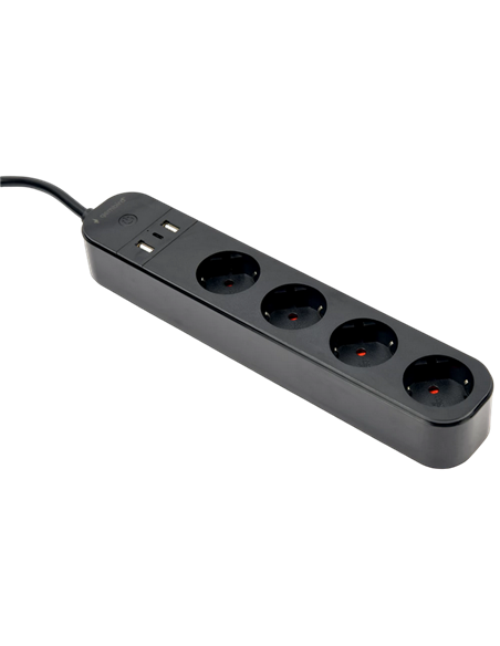 Prelungitor electric Gembird TSL-PS-S4U-01, 4 Prize, 1.5m, Negru