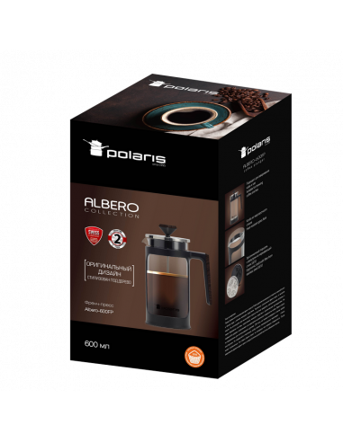 Френч-пресс Polaris Albero-600FP, 0,6л, Чёрный