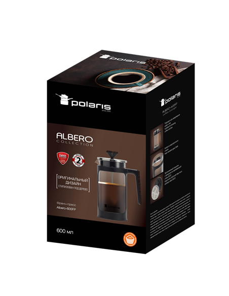 Cafetiera French Press Polaris Albero-600FP, 0,6L, Negru