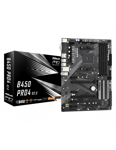 Placă de bază ASRock B450 PRO4 R2.0, AM4, AMD B450, ATX