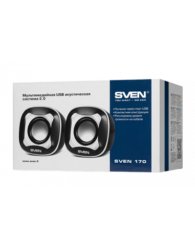 Компьютерные колонки 2.0 SVEN "170", Черный/Белый