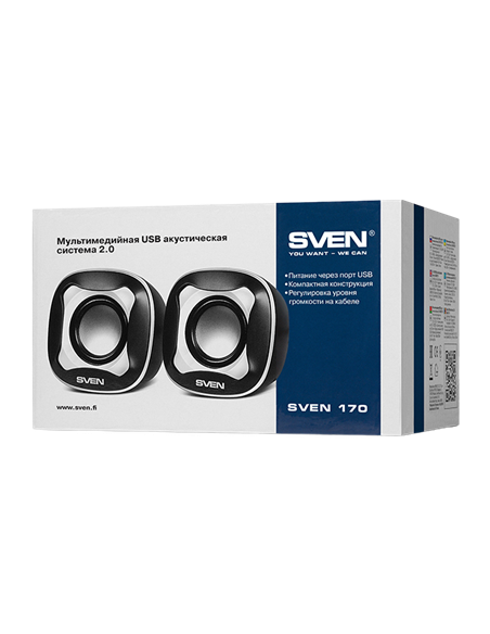 Boxe pentru calculator 2.0 SVEN "170", Negru/Alb
