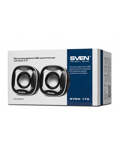 Boxe pentru calculator 2.0 SVEN "170", Negru/Alb