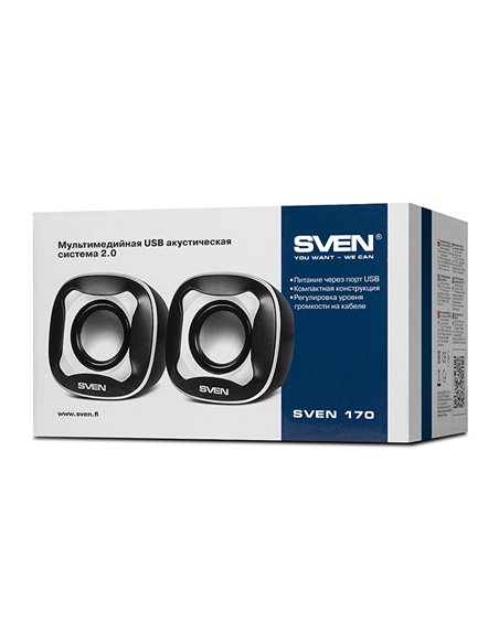 Boxe pentru calculator 2.0 SVEN "170", Negru/Alb