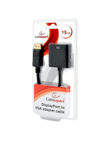 Видеоадаптер Cablexpert AB-DPM-VGAF-02, DisplayPort (M) - VGA D-Sub, 0,15м, Чёрный