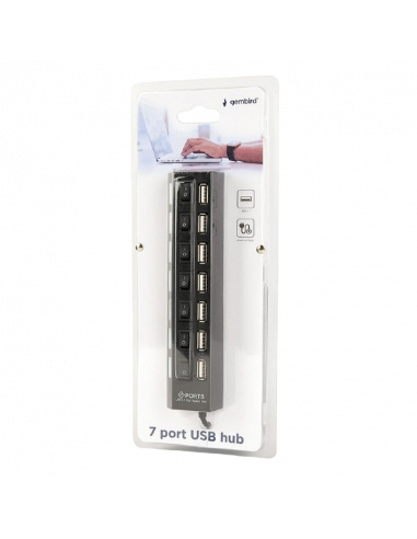 USB-концентратор Gembird UHB-U2P7-04, Чёрный