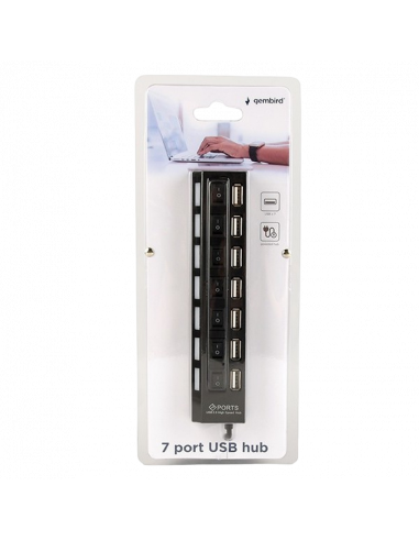 USB-концентратор Gembird UHB-U2P7-04, Чёрный