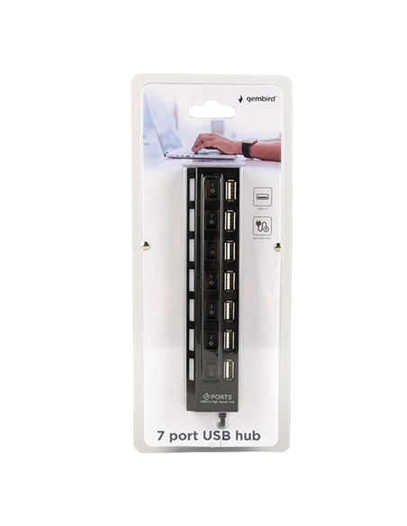 USB-концентратор Gembird UHB-U2P7-04, Чёрный