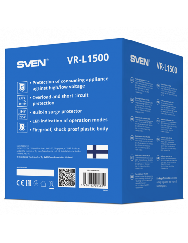 Стабилизатор напряжения SVEN VR-L1500, 1500VA