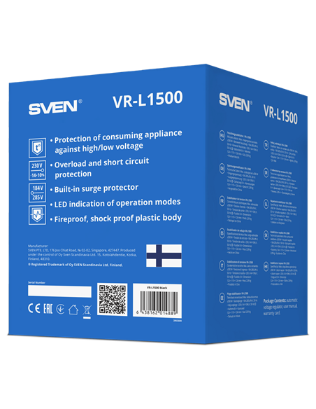Стабилизатор напряжения SVEN VR-L1500, 1500VA
