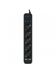 Prelungitor electric SVEN SF-05LU, 5 Prize, 1,8m, Negru