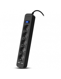 Prelungitor electric SVEN SF-05LU, 5 Prize, 1,8m, Negru 2
