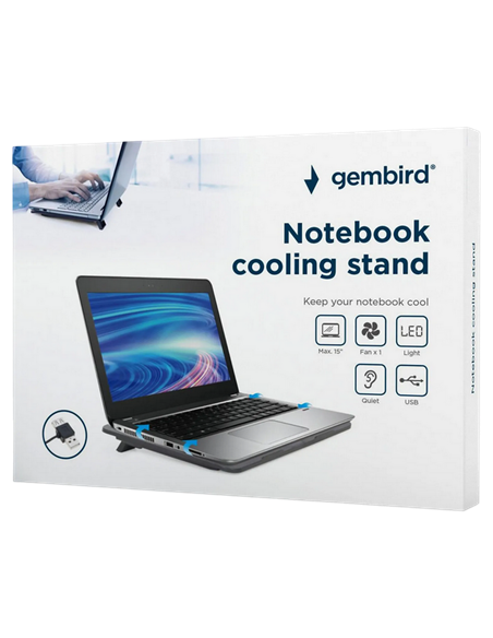 Suport de răcire pentru laptop Gembird NBS-1F15-04, 15,6", Negru