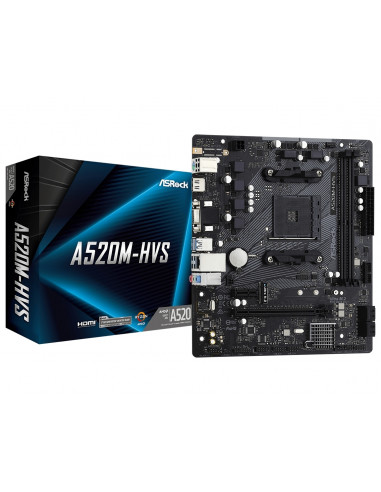 Материнская плата ASRock A520M-HVS, AM4, AMD A520, Micro-ATX