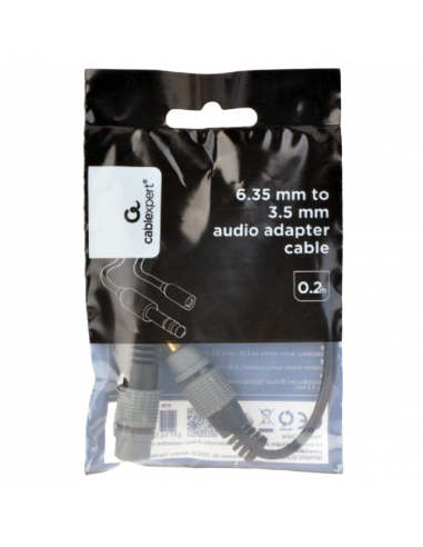 Audio Adaptor Cablexpert A-63M35F-0.2M, 3.5mm 3-pin (F) - 6.35mm 3-pin (M), 0,2m, Negru