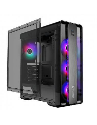 Carcasă PC Gamemax MoonLight FRGB, Midi-Tower, Fără PSU, Negru