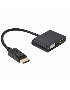 Adaptor Cablexpert A-DPM-HDMIFVGAF-01, DisplayPort (M) - HDMI (F) + VGA (F), 0.1m, Negru