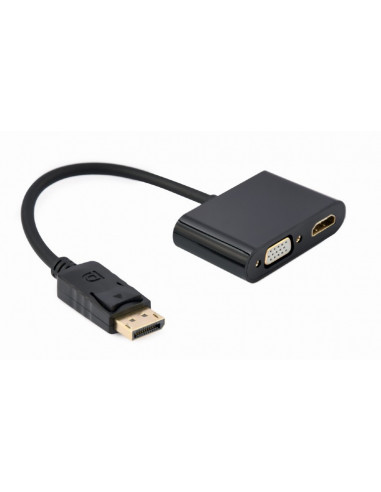 Adaptor Cablexpert A-DPM-HDMIFVGAF-01, DisplayPort (M) - HDMI (F) + VGA (F), 0.1m, Negru