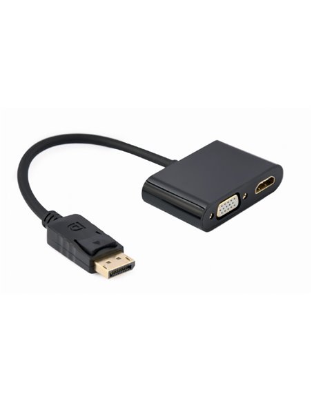 Переходник Cablexpert A-DPM-HDMIFVGAF-01, DisplayPort (M) - HDMI (F) + VGA (F), 0.1 м, Чёрный