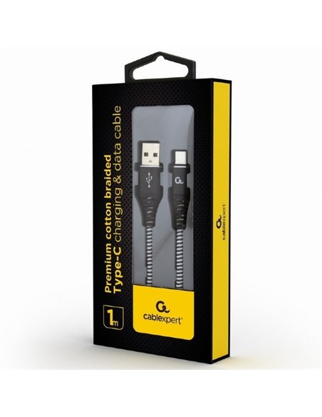 Cablu încărcare și sincronizare Cablexpert CC-USB2B-AMCM-1M-BW, USB Type-A/USB Type-C, 1m, Negru