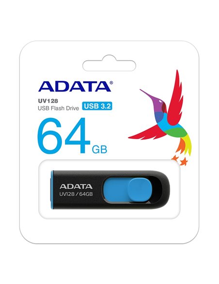 Memorie USB ADATA UV128, 64GB, Negru/Albastru