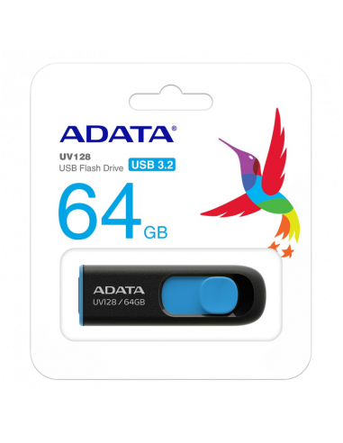 USB Flash накопитель ADATA UV128, 64Гб, Черный/Синий