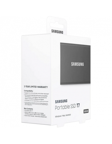 Внешний портативный SSD накопитель Samsung T7, 500 ГБ, Grey (MU-PC500T/WW)