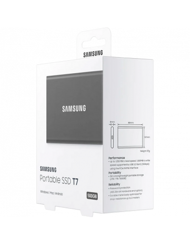 SSD portabil extern Samsung T7, 500 GB, Grey (MU-PC500T/WW)