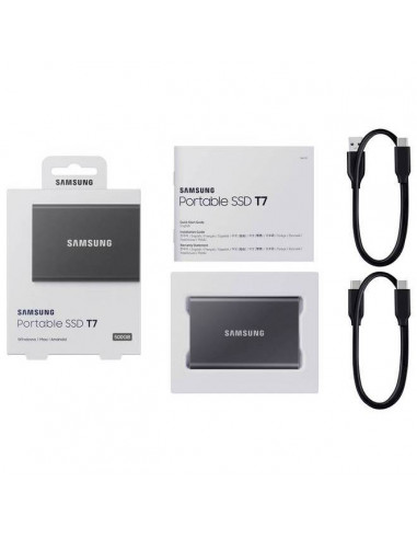 Внешний портативный SSD накопитель Samsung T7, 500 ГБ, Grey (MU-PC500T/WW)