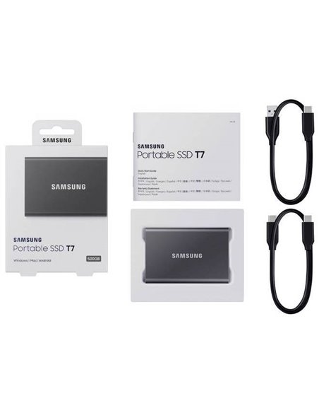 SSD portabil extern Samsung T7, 500 GB, Grey (MU-PC500T/WW)